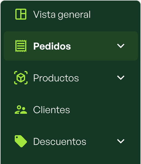 Menú de navegación del panel BED