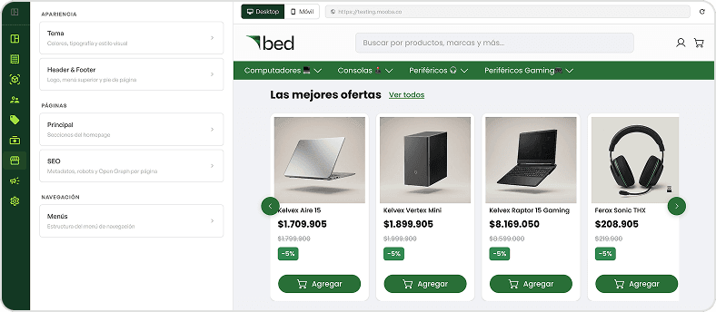 Tienda online personalizada con la marca del negocio
